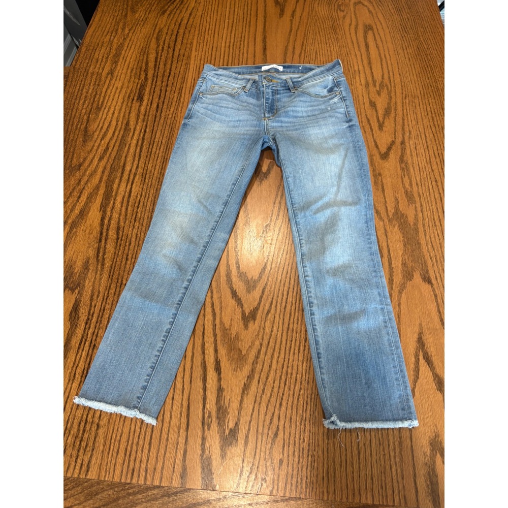 Ann Taylor LOFT Modern Skinny Jeans Light Wash Frayed Hem Size 26 2